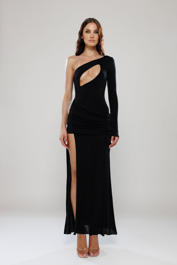 Dubai Black Long Dress with Cut-Outs