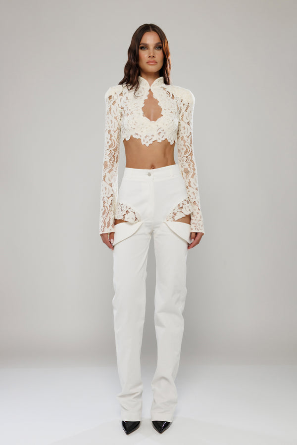 Rome Cut-ut Pants with Lace