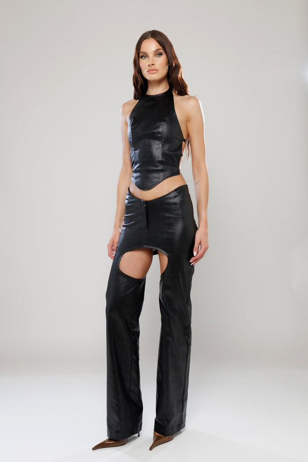 Tokyo Cut-Out Faux Leather Pants