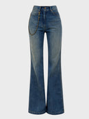 "Line" Zipper Flared Jeans