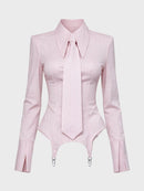 "Soft reset" Garters Shirt with Tie
