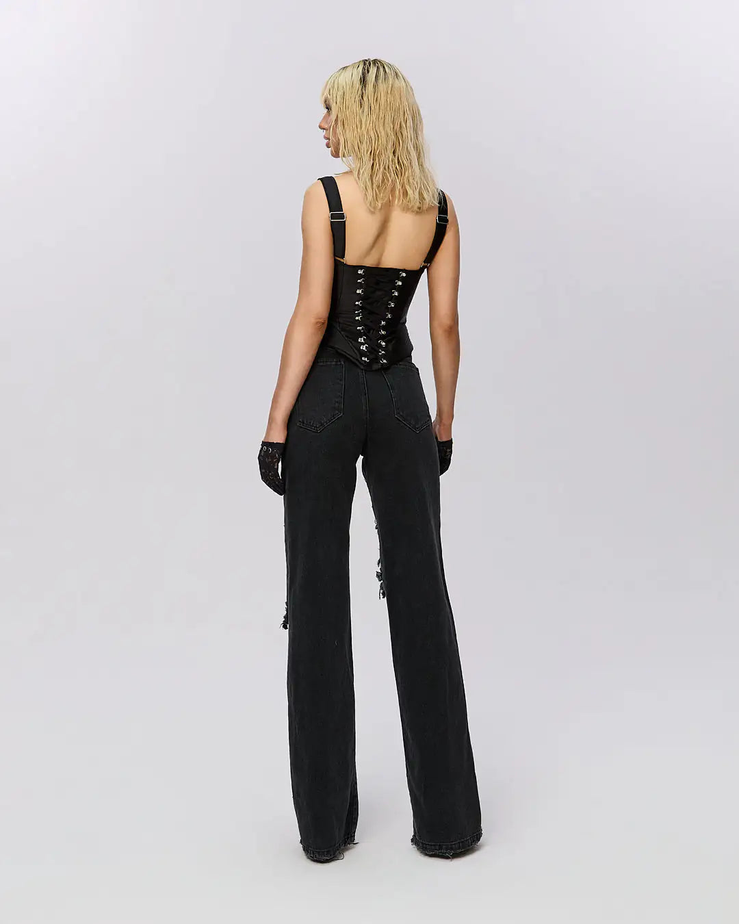 "Vapor" High Waist Lace Jeans