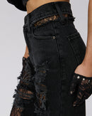 "Vapor" High Waist Lace Jeans