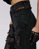 "Vapor" High Waist Lace Jeans