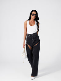 Delir White Raceback Bodysuit
