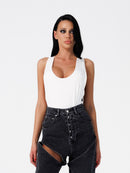 Delir White Raceback Bodysuit