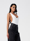 Delir White Raceback Bodysuit