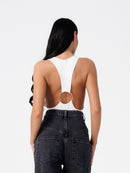 Delir White Raceback Bodysuit
