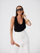 Delir Black Raceback Bodysuit