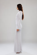 Dubai Silver Long Dress with Cut-Outs