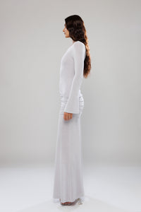 Dubai Silver Long Dress with Cut-Outs