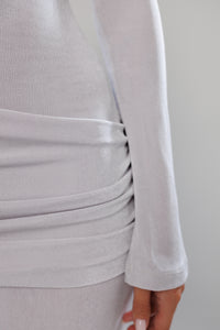 Dubai Silver Long Dress with Cut-Outs