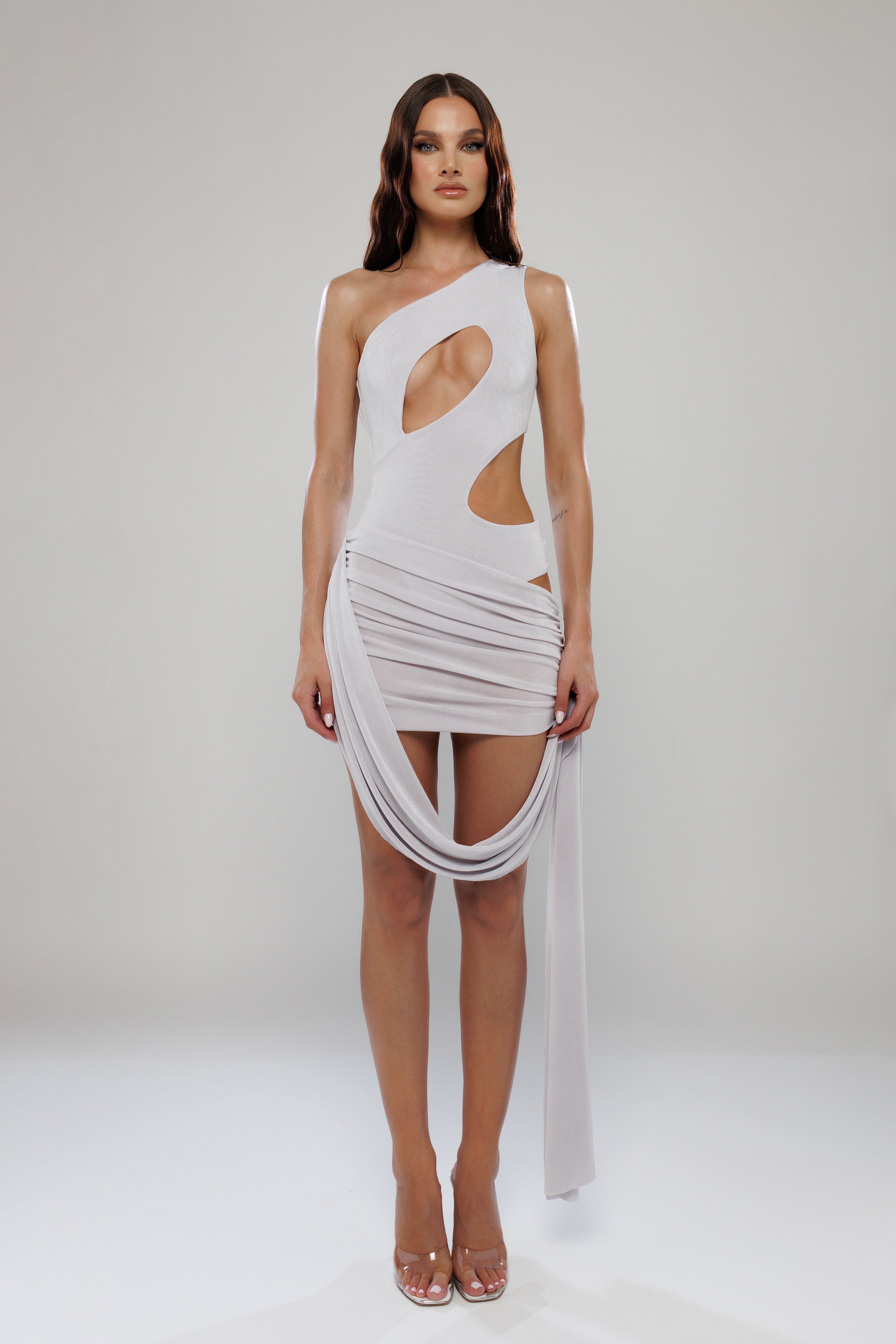 Ibiza Silver Asymmetric Co-Ord Bodysuit