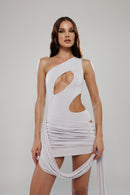 Ibiza Silver Co-Ord Draped Mini Skirt
