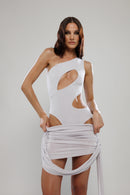 Ibiza Silver Asymmetric Co-Ord Bodysuit