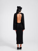 Chaos Black Open Back Midi Dress