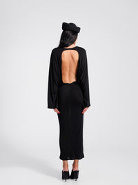 Chaos Black Open Back Midi Dress