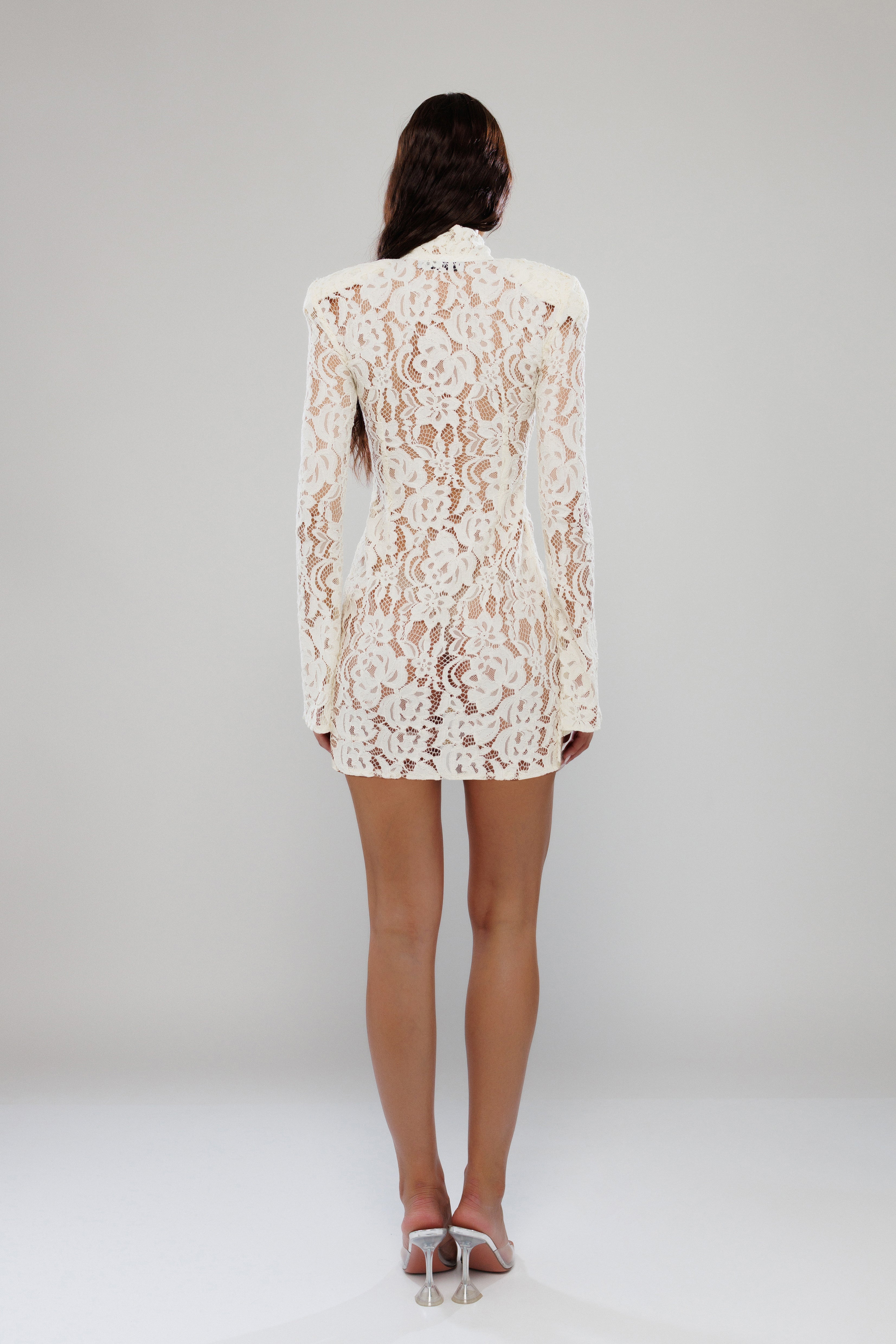 Santorini Ivory Mini Lace Dress