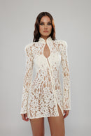 Santorini Ivory Mini Lace Dress