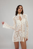 Santorini Ivory Mini Lace Dress