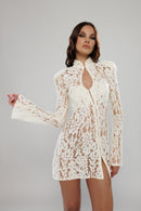 Santorini Ivory Mini Lace Dress