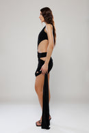 Ibiza Black Co-Ord Draped Mini Skirt