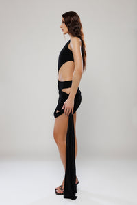 Ibiza Black Co-Ord Draped Mini Skirt