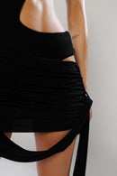 Ibiza Black Co-Ord Draped Mini Skirt