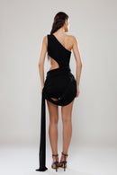Ibiza Black Co-Ord Draped Mini Skirt