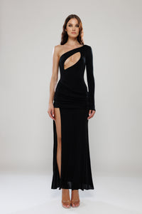 Dubai Black Long Dress with Cut-Outs