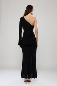 Dubai Black Long Dress with Cut-Outs