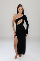 Dubai Black Long Dress with Cut-Outs