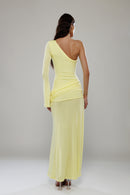 Dubai Yellow Long Dress with Cut-Outs