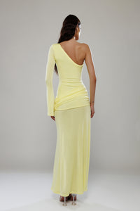 Dubai Yellow Long Dress with Cut-Outs