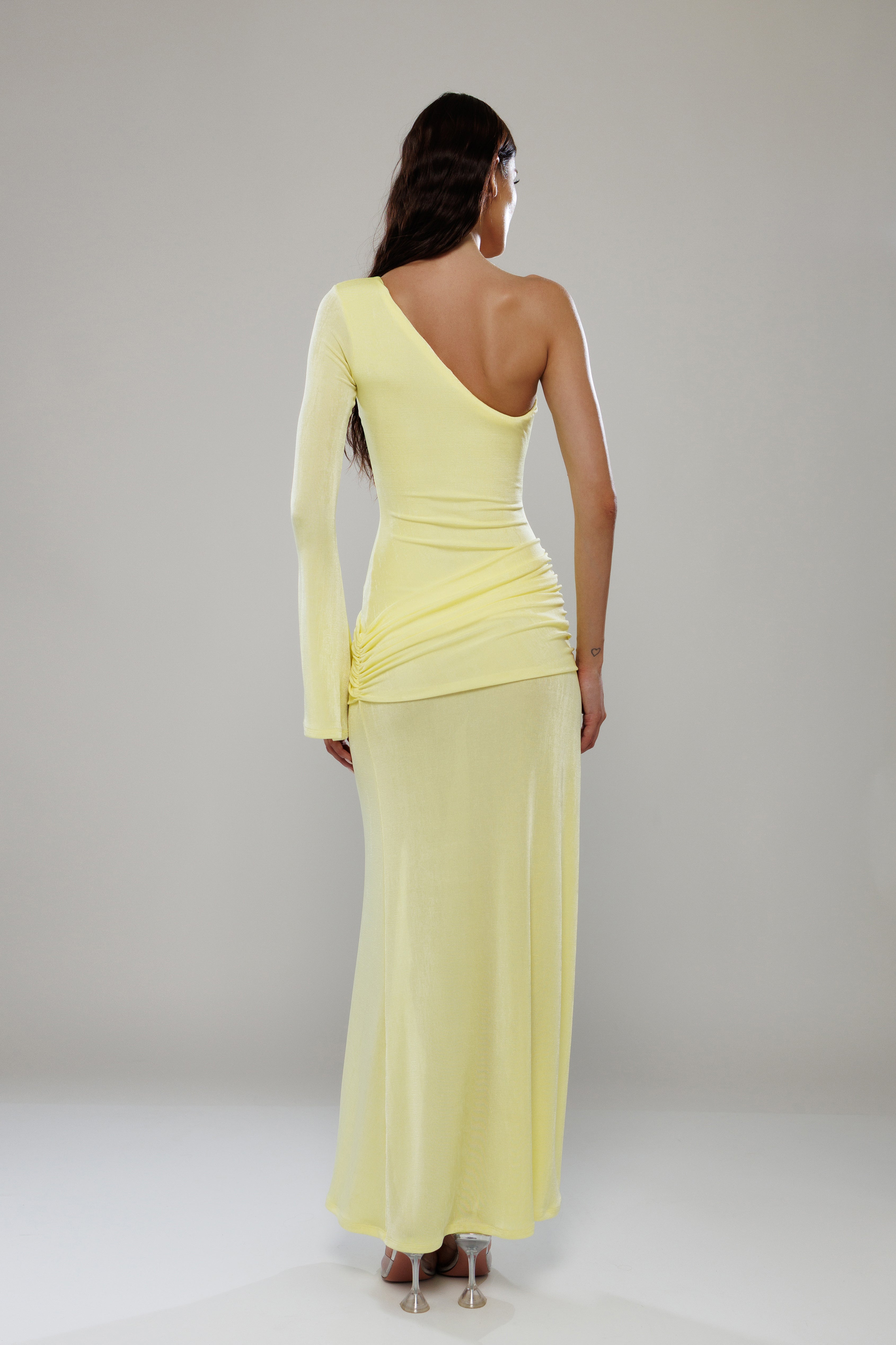 Dubai Yellow Long Dress with Cut-Outs