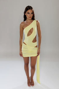 Ibiza Yellow Asymmetric Co-Ord Bodysuit