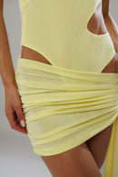 Ibiza Yellow Co-Ord Draped Mini Skirt