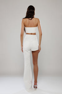 Milan Lace-Up Bandeau Denim Top