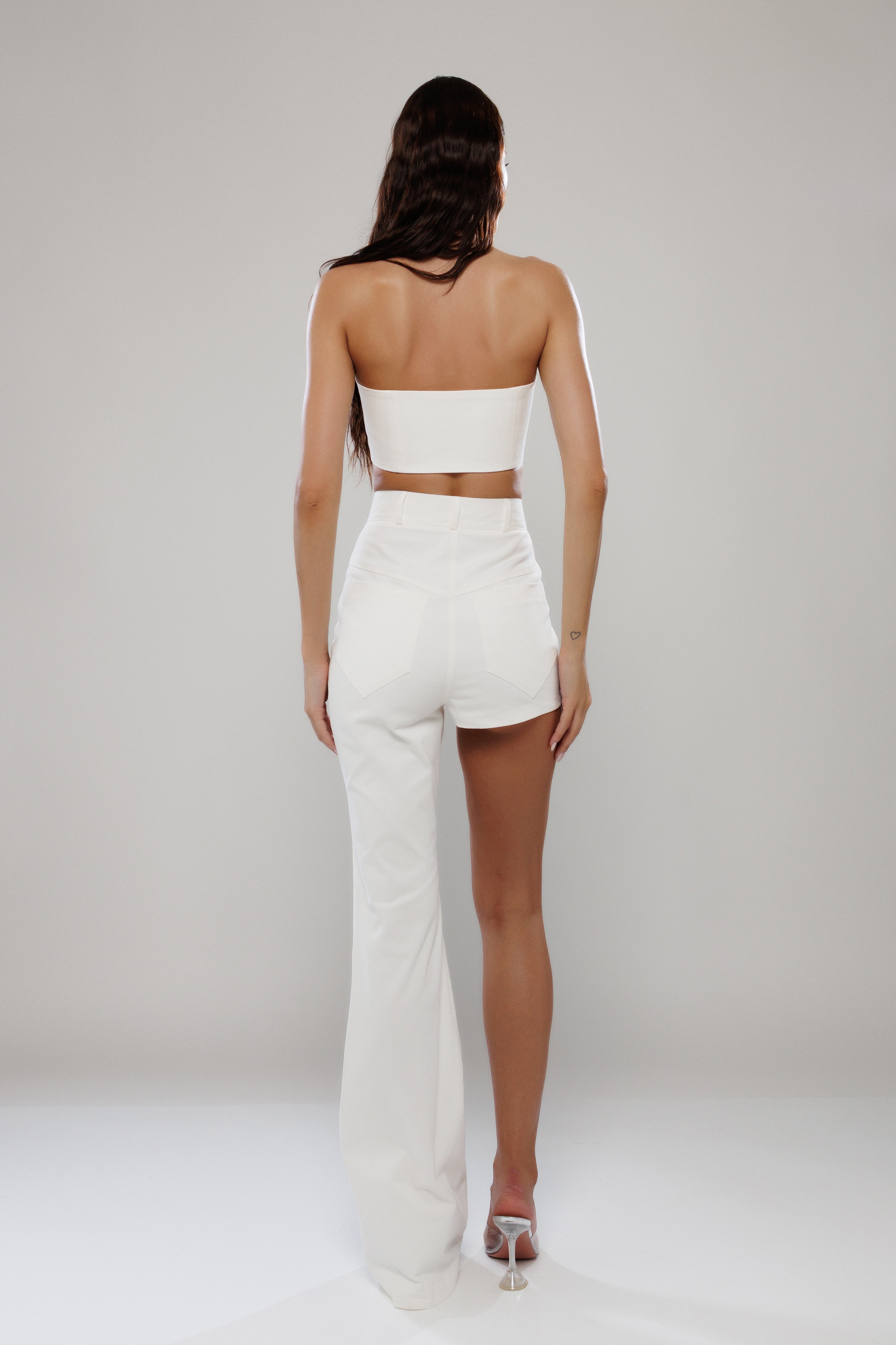 Milan Lace-Up Bandeau Denim Top
