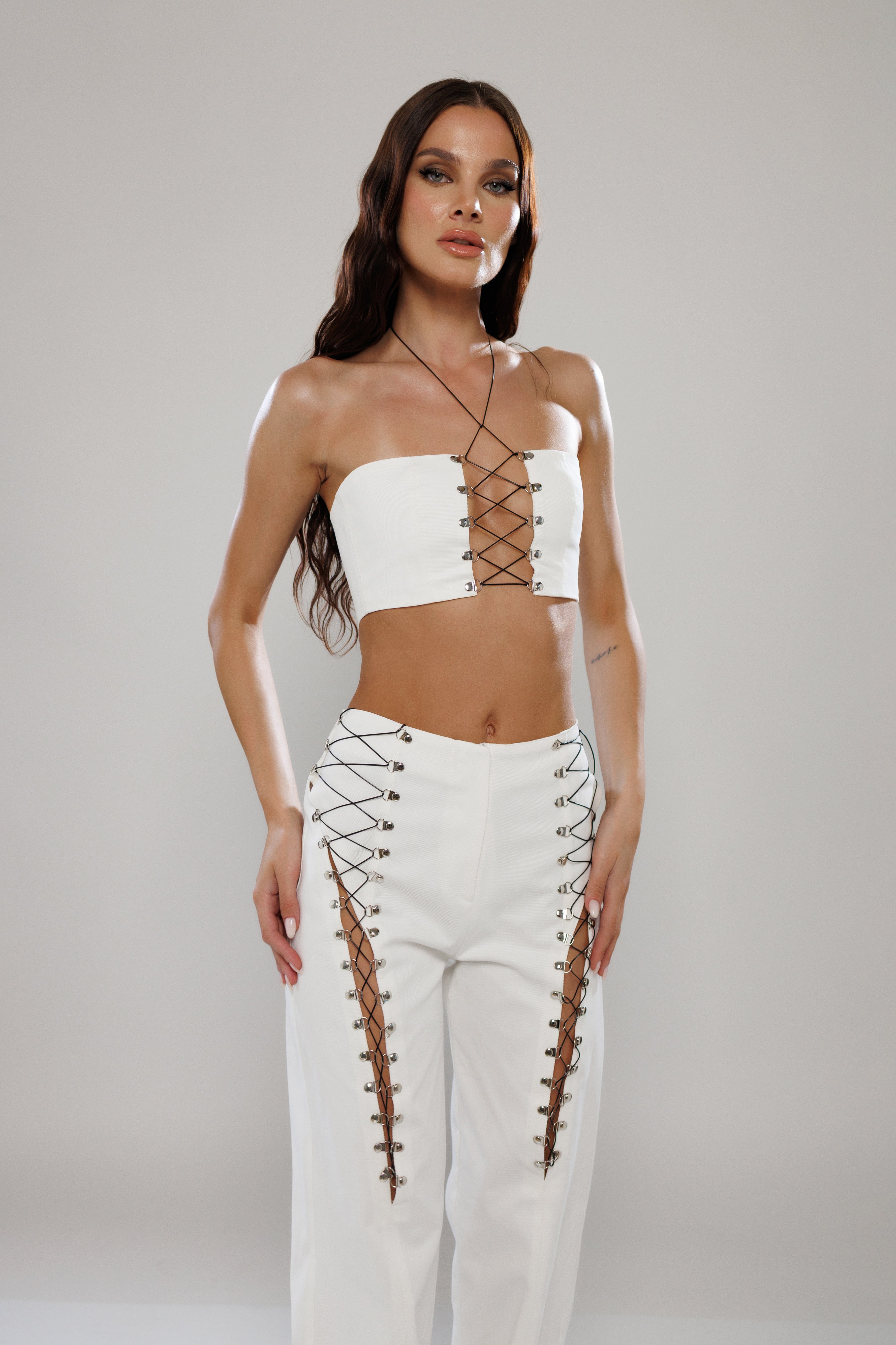 Milan Lace-up Denim Pants