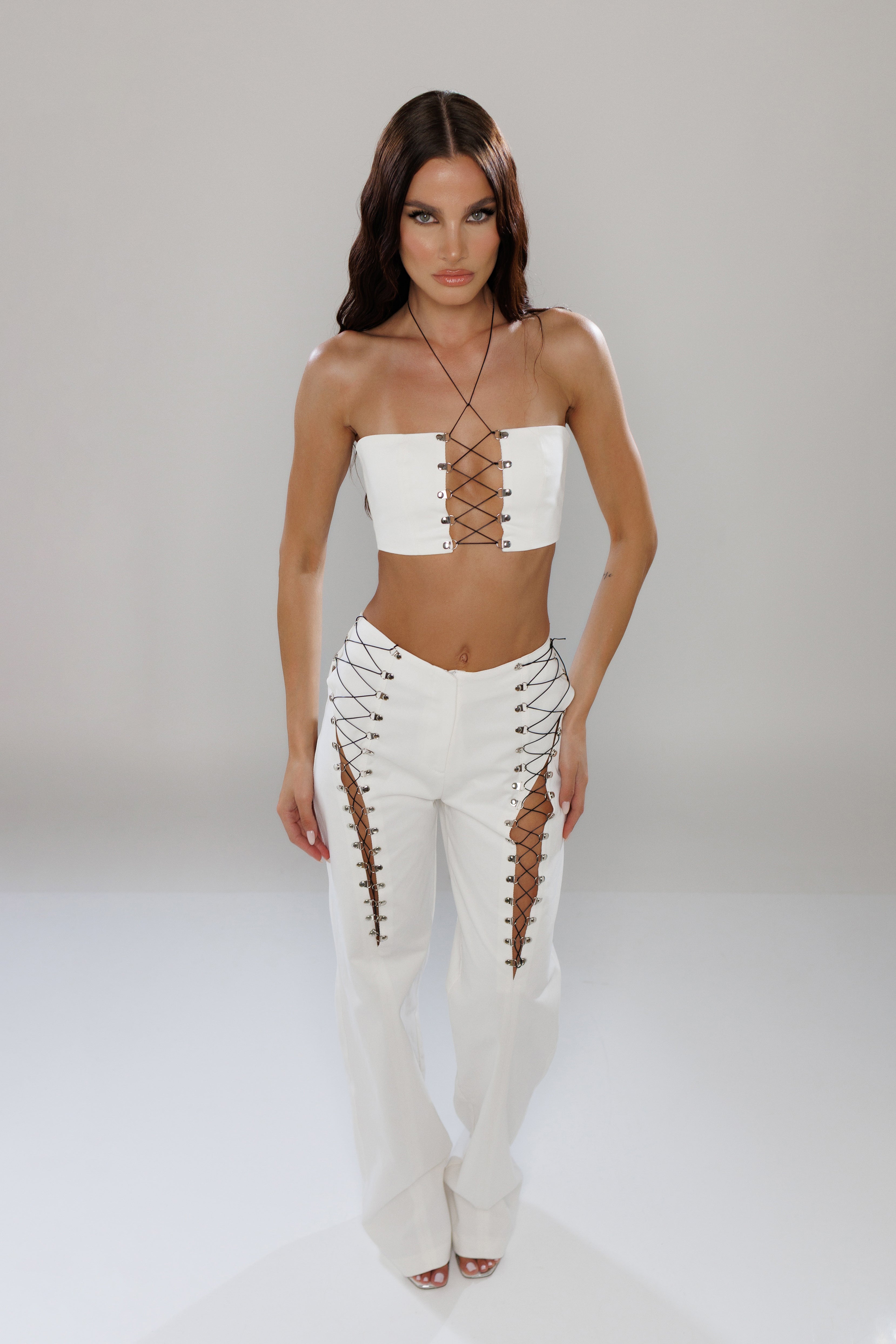 Milan Lace-up Denim Pants
