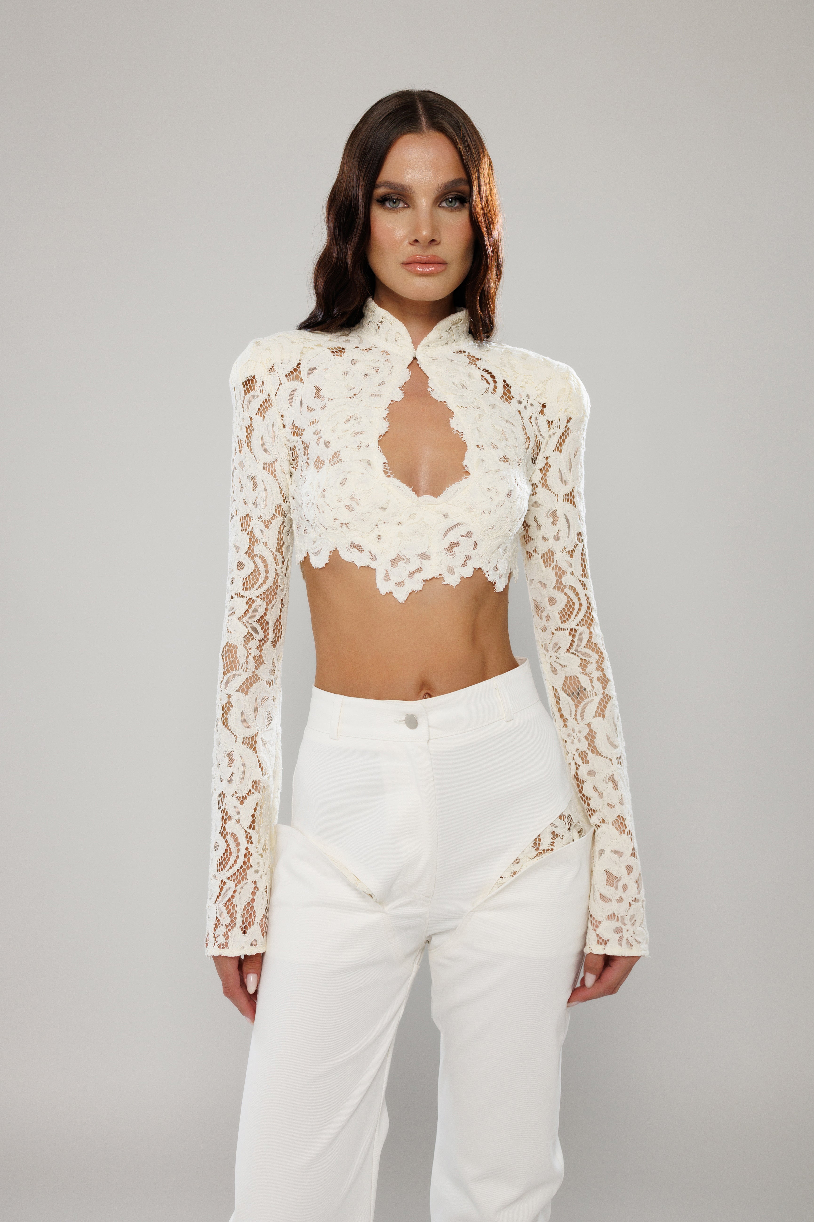 Cannes Co-Ord Ivory Lace Top