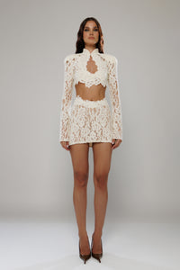 Cannes Co-Ord Ivory Lace Top