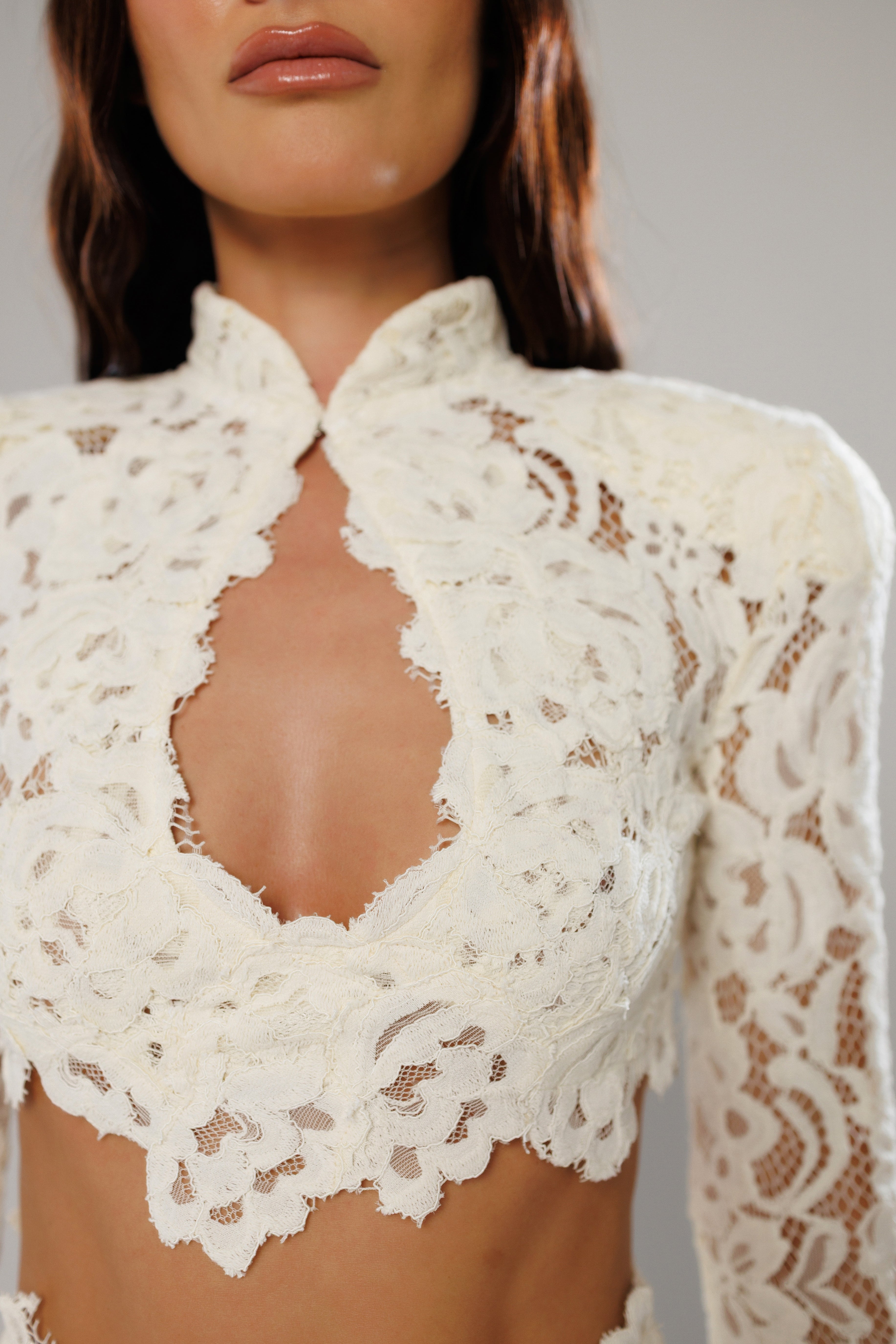 Cannes Co-Ord Ivory Lace Top