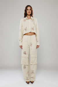 Barcelona Co-Ord Distressed Cropped Shirt
