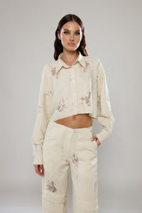 Barcelona Co-Ord Distressed Cropped Shirt
