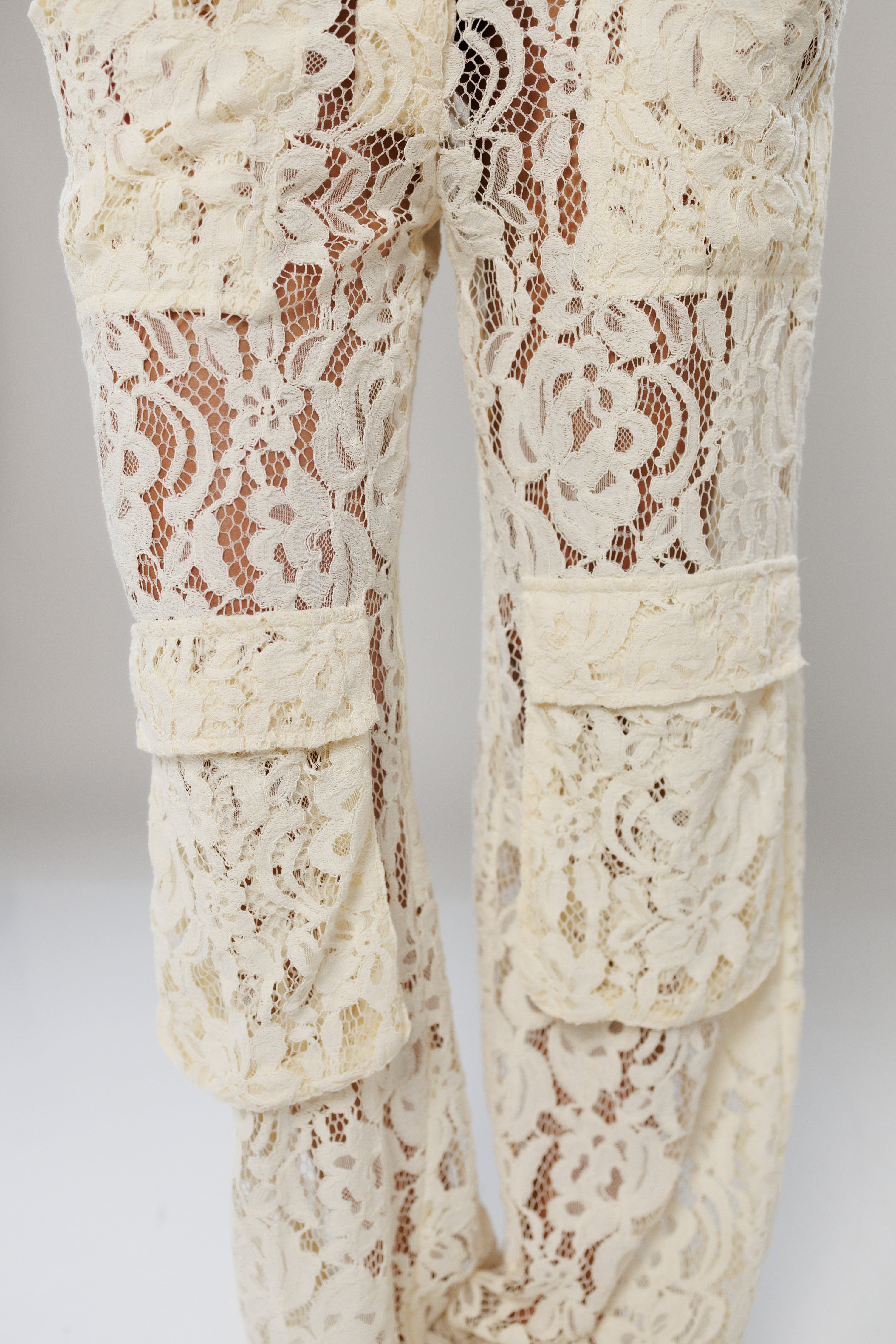 Rio de Janeiro Ivory Cargo Lace Pants