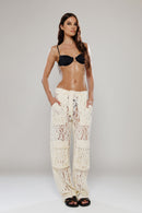 Rio de Janeiro Ivory Cargo Lace Pants