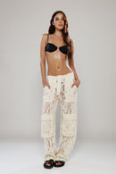 Rio de Janeiro Ivory Cargo Lace Pants