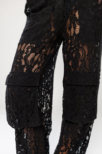 Rio de Janeiro Black Cargo Lace Pants